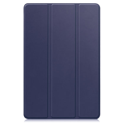 For Teclast M40 Plus Custer Pure Color 3-Fold Holder Leather Tablet Case(Dark Blue) - Teclast by buy2fix | Online Shopping UK | buy2fix