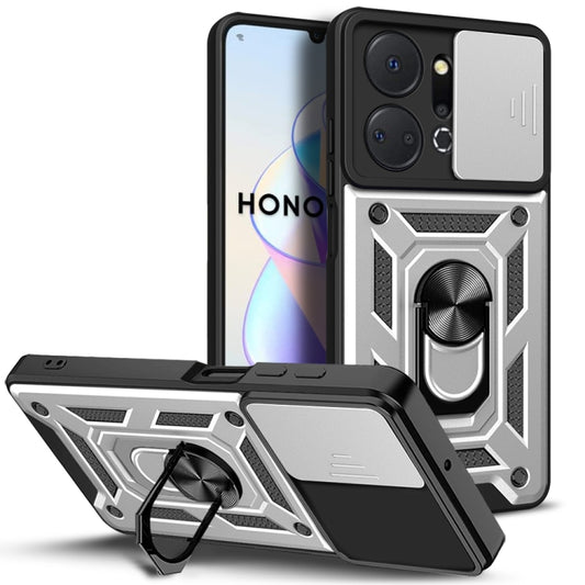 For Honor X7a 5G Sliding Camera Cover Design TPU+PC Phone Case(Silver) - Honor Cases by buy2fix | Online Shopping UK | buy2fix