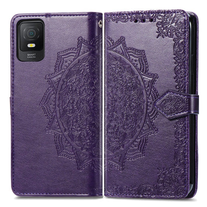 For TCL 403 Mandala Flower Embossed Leather Phone Case(Purple) - More Brand by buy2fix | Online Shopping UK | buy2fix