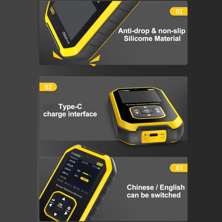 Fnirsi GC01 Home Lndustrial Marble Radioactive X / Y Ray Nuclear Radiation Detector Geiger Counter(Yellow) - Radiation Detector by FNIRSI | Online Shopping UK | buy2fix