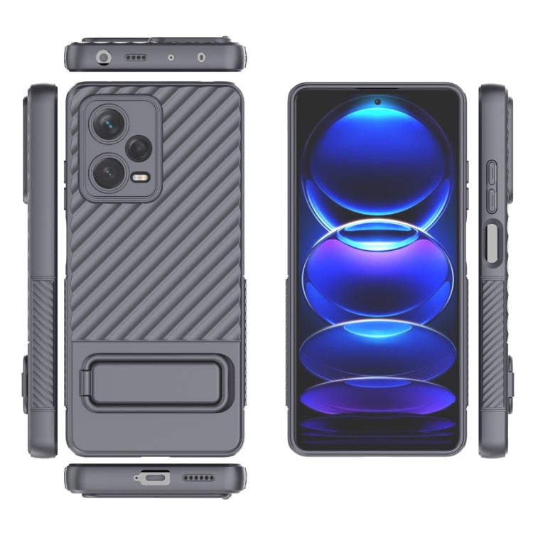 For Xiaomi Redmi Note 12 Pro+ Global Wavy Texture TPU Phone Case with Lens Film(Grey) - Note 12 Pro+ Cases by buy2fix | Online Shopping UK | buy2fix