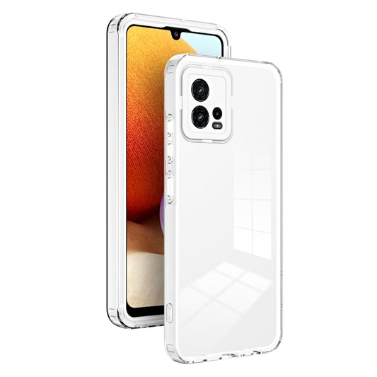 For Motorola Moto G72 5G 3 in 1 Clear TPU Color PC Frame Phone Case(White) - Motorola Cases by buy2fix | Online Shopping UK | buy2fix