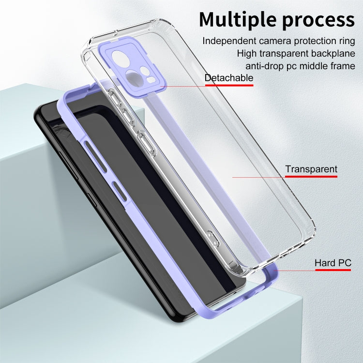 For Motorola Moto G72 5G 3 in 1 Clear TPU Color PC Frame Phone Case(Purple) - Motorola Cases by buy2fix | Online Shopping UK | buy2fix