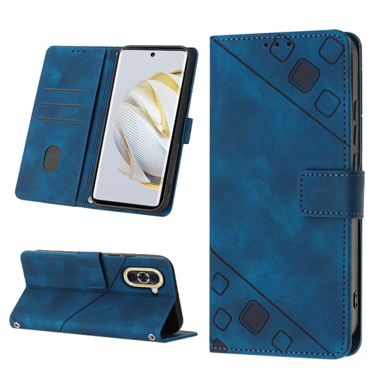 For Huawei nova 10 Skin-feel Embossed Leather Phone Case(Blue) - Huawei Cases by buy2fix | Online Shopping UK | buy2fix