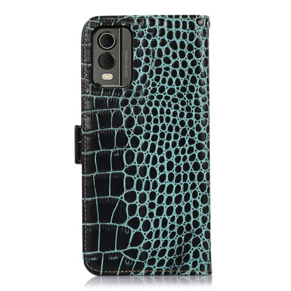 For Nokia C32 4G Crocodile Top Layer Cowhide Leather Phone Case(Green) - Nokia Cases by buy2fix | Online Shopping UK | buy2fix