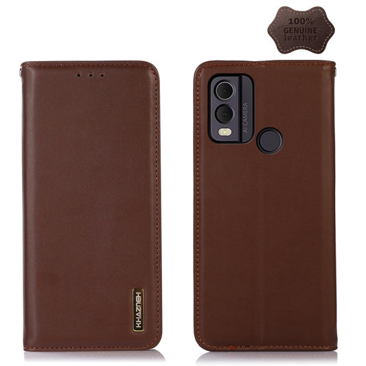 For Nokia C22 4G KHAZNEH Nappa Top Layer Cowhide Leather Phone Case(Brown) - Nokia Cases by buy2fix | Online Shopping UK | buy2fix