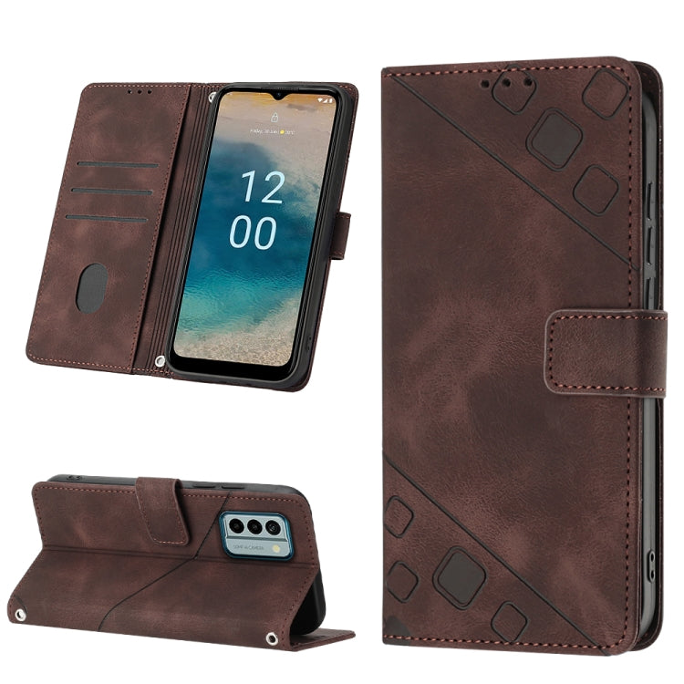 For Nokia G22 Skin-feel Embossed Leather Phone Case(Brown) - Nokia Cases by buy2fix | Online Shopping UK | buy2fix