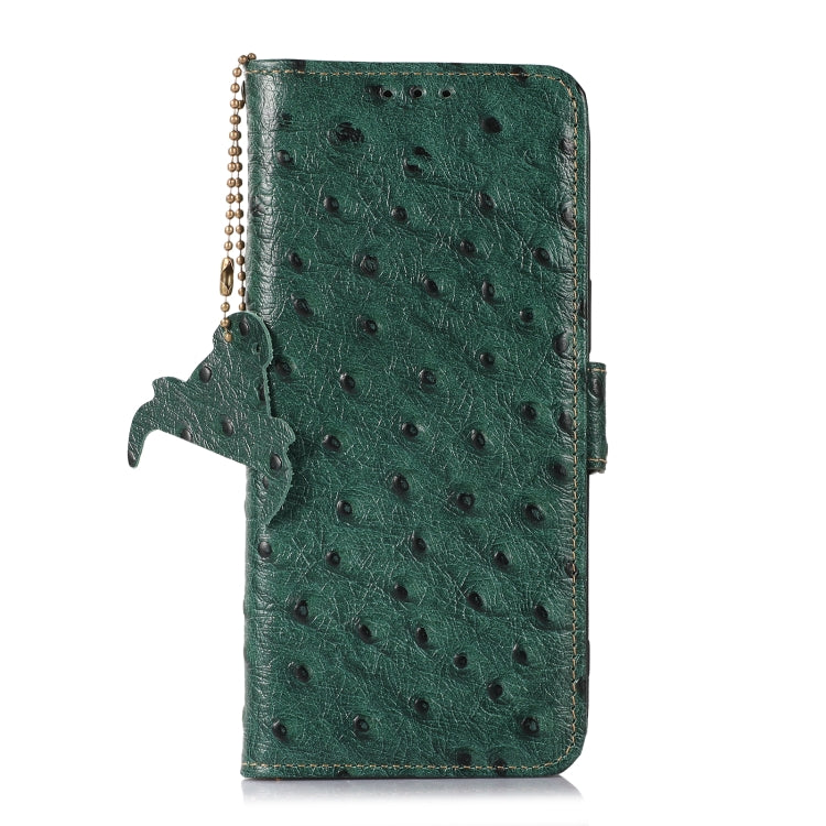 For Google Pixel 8 Pro Ostrich Pattern Genuine Leather RFID Phone Case(Green) - Google Cases by buy2fix | Online Shopping UK | buy2fix