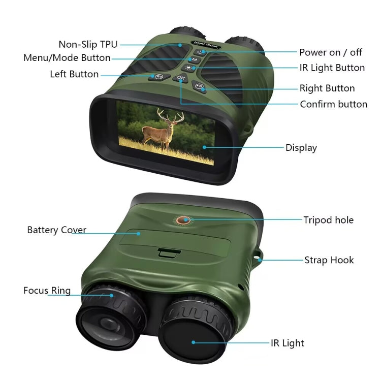 DT39 3 inch IPS Screen Binoculars Digital Binoculars Night Vision(Green) - Binoculars by buy2fix | Online Shopping UK | buy2fix