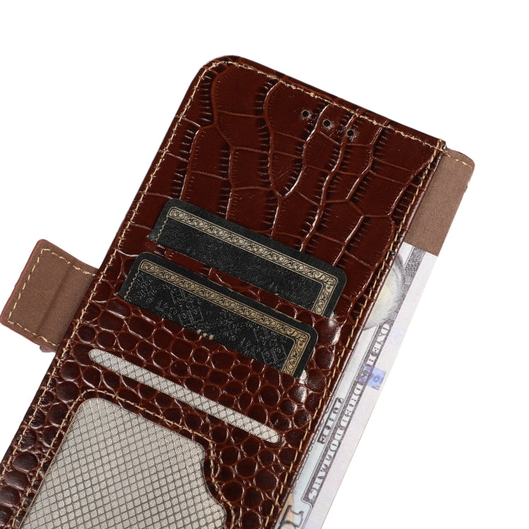 For Google Pixel 8 Crocodile Top Layer Cowhide Leather Phone Case(Brown) - Google Cases by buy2fix | Online Shopping UK | buy2fix