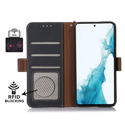 For Nokia C12 4G Side-Magnetic TJ Genuine Leather RFID Phone Case(Blue) - Honor Cases by buy2fix | Online Shopping UK | buy2fix