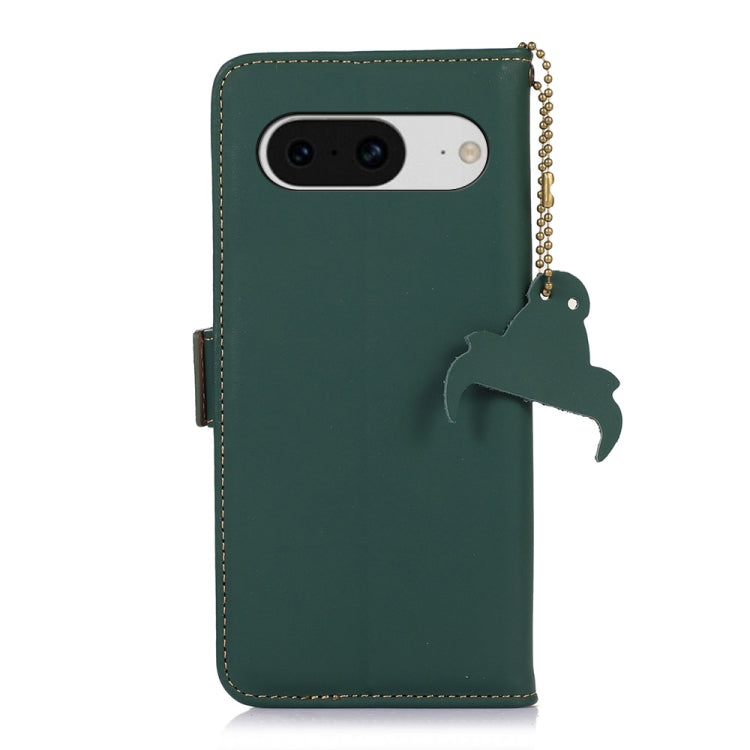 For Google Pixel 8 Genuine Leather Magnetic RFID Leather Phone Case(Green) - Google Cases by buy2fix | Online Shopping UK | buy2fix