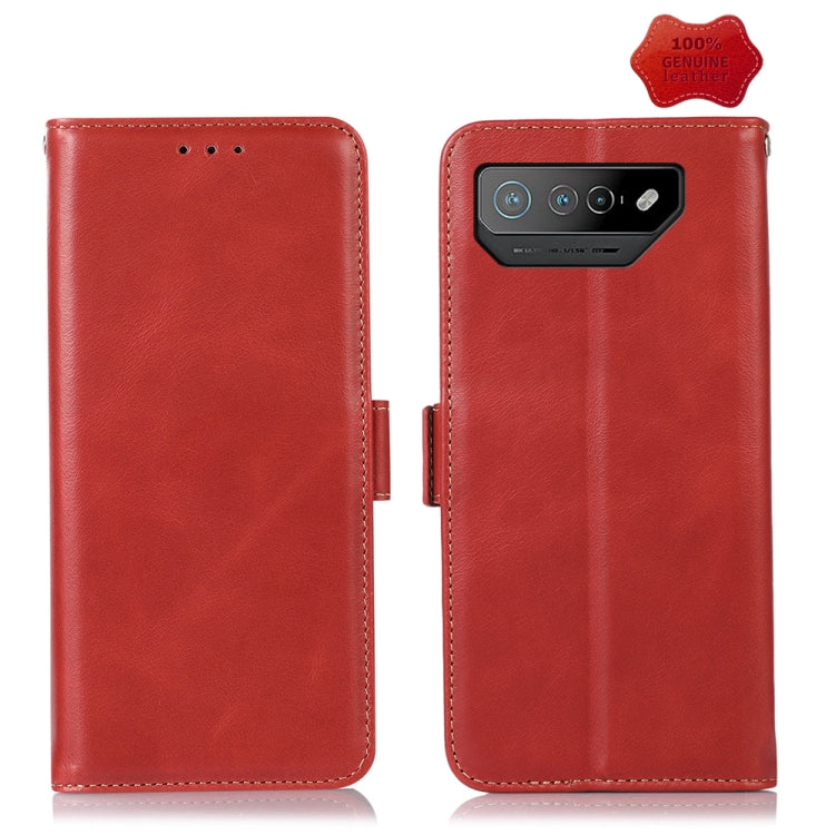 For Asus ROG Phone 7 Crazy Horse Top Layer Cowhide Leather Phone Case(Red) - ASUS Cases by buy2fix | Online Shopping UK | buy2fix