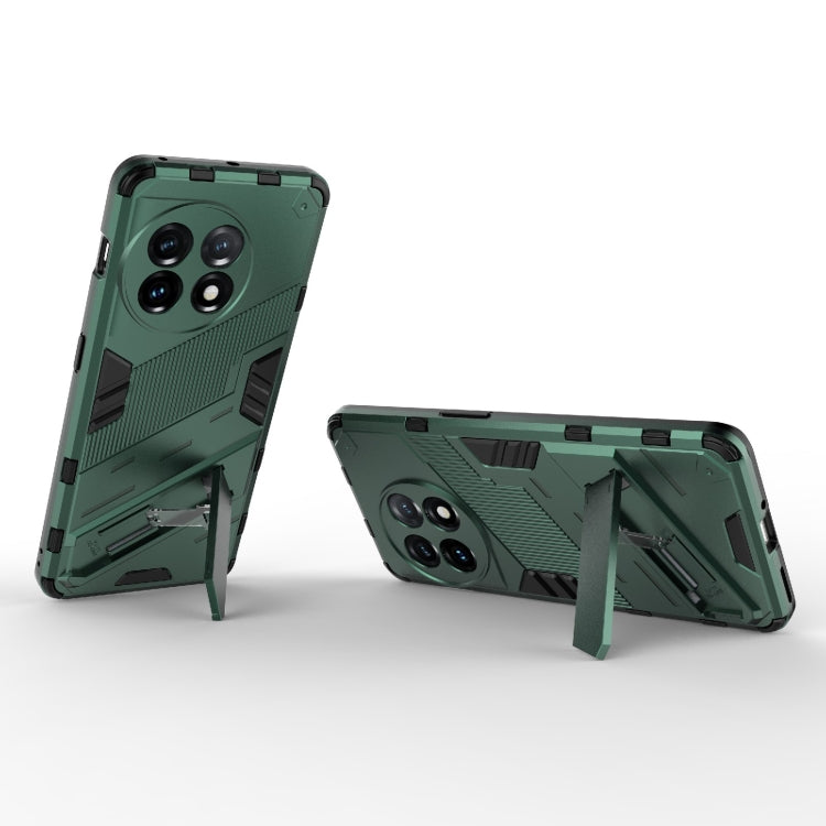 For OnePlus 11 5G Punk Armor 2 in 1 PC + TPU Shockproof Phone Case with Invisible Holder(Green) - OnePlus Cases by buy2fix | Online Shopping UK | buy2fix