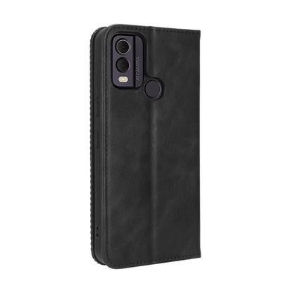 For Nokia C22 Magnetic Buckle Retro Texture Leather Phone Case(Black) - Nokia Cases by buy2fix | Online Shopping UK | buy2fix