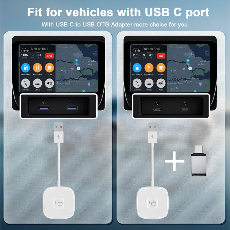 THT-020-7 USB + USB-C / Type-C Carplay Mirror Adapter for iPhone(White) - Bluetooth Adapters by buy2fix | Online Shopping UK | buy2fix