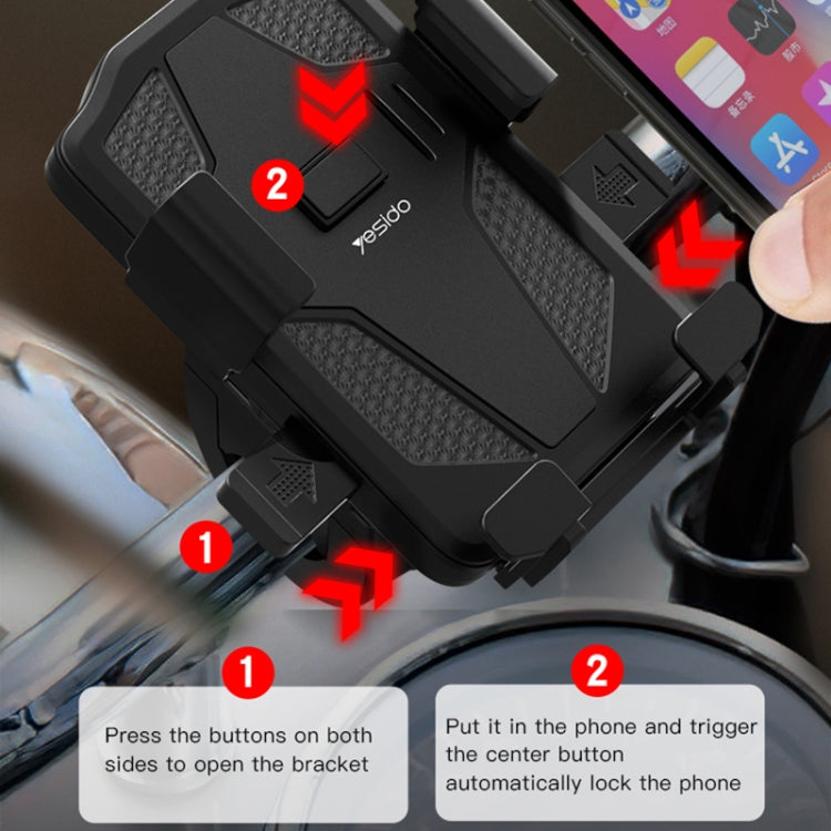 Yesido C94 Bicycle / Motorcycle Elastic Clip Phone Navigation Bracket(Black) - Holder by Yesido | Online Shopping UK | buy2fix