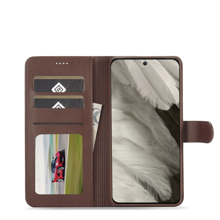 For Google Pixel 8 LC.IMEEKE Calf Texture Horizontal Flip Leather Phone Case(Brown) - Google Cases by LC.IMEEKE | Online Shopping UK | buy2fix