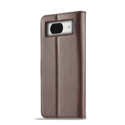 For Google Pixel 7a LC.IMEEKE Calf Texture Flip Leather Phone Case(Brown) - Google Cases by LC.IMEEKE | Online Shopping UK | buy2fix