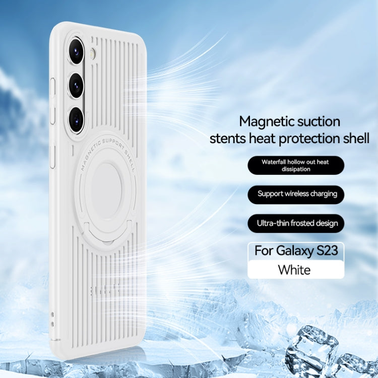 For Samsung Galaxy S23 5G Cooling MagSafe Magnetic Ring Holder Phone Case(White) - Galaxy S23 5G Cases by buy2fix | Online Shopping UK | buy2fix