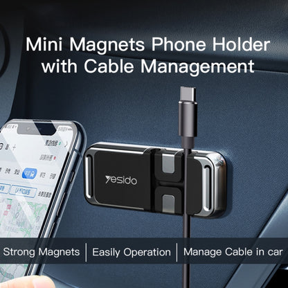 Yesido C113 Zinc Alloy Car Magsafe Magnetic Phone Holder with Cable Clip Function(Black) -  by Yesido | Online Shopping UK | buy2fix