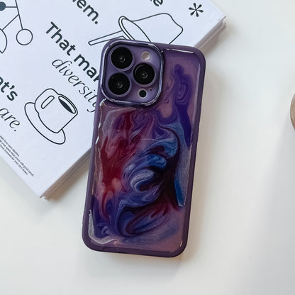 For iPhone 13 Pro Oil Painting Electroplating TPU Phone Case(Purple) - iPhone 13 Pro Cases by buy2fix | Online Shopping UK | buy2fix