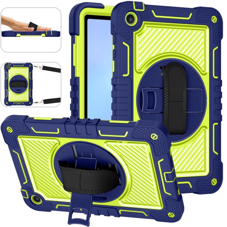 For Huawei MatePad SE 10.4 360 Degree Rotation PC Contrast Silicone Tablet Case(Navy Blue + Yellow Green) - For Huawei by buy2fix | Online Shopping UK | buy2fix