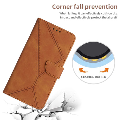 For Xiaomi POCO F5 Pro 5G Stitching Embossed Leather Phone Case(Brown) - Xiaomi Cases by buy2fix | Online Shopping UK | buy2fix