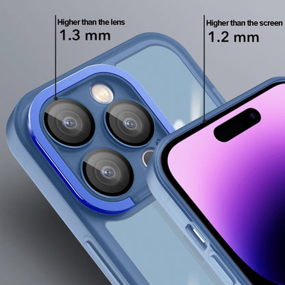 For iPhone 14 Pro Max Invisible Lens Bracket Matte Transparent Phone Case(Royal Blue) - iPhone 14 Pro Max Cases by buy2fix | Online Shopping UK | buy2fix