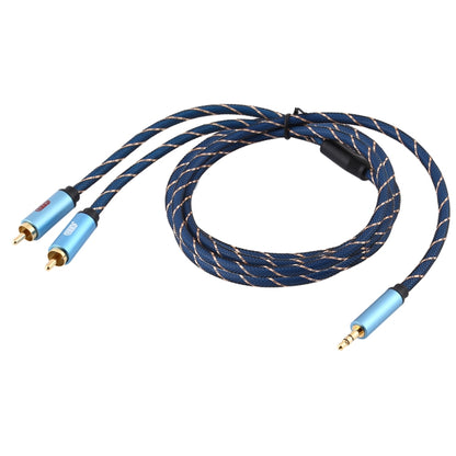EMK 3.5mm Jack Male to 2 x RCA Male Gold Plated Connector Speaker Audio Cable, Cable Length:3m(Dark Blue) -  by EMK | Online Shopping UK | buy2fix