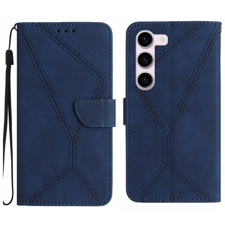 For Samsung Galaxy S23 5G Stitching Embossed Leather Phone Case(Blue) - Galaxy S23 5G Cases by buy2fix | Online Shopping UK | buy2fix