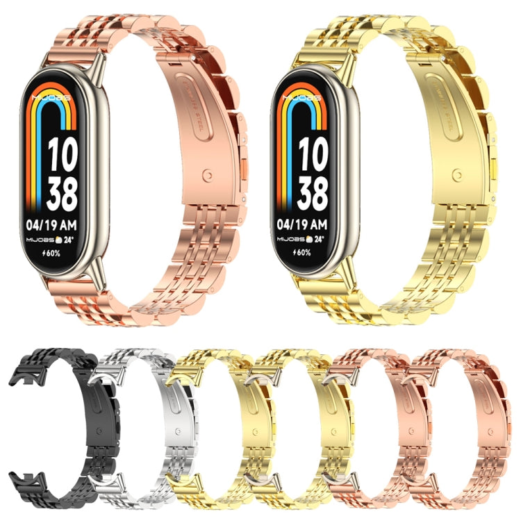 For Xiaomi Mi Band 8 / 9 / 9 NFC Mijobs Seven Bead Stainless Steel Watch Band(Rose Gold+Light Gold) - Watch Bands by MIJOBS | Online Shopping UK | buy2fix