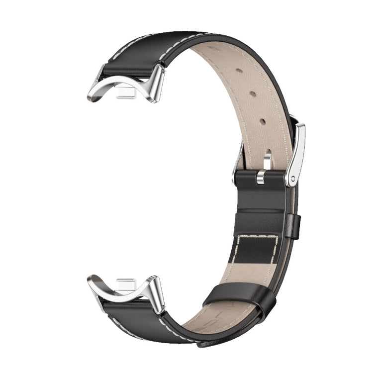 For Xiaomi Mi Band 8 / 9 / 9 NFC Mijobs Genuine Leather Watch Band(Black Silver) - Watch Bands by MIJOBS | Online Shopping UK | buy2fix