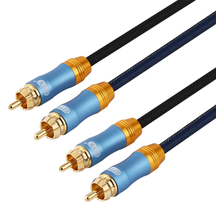 EMK 2 x RCA Male to 2 x RCA Male Gold Plated Connector Nylon Braid Coaxial Audio Cable for TV / Amplifier / Home Theater / DVD, Cable Length:1.5m(Dark Blue) - Audio Optical Cables by EMK | Online Shopping UK | buy2fix