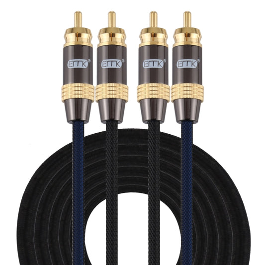 EMK 2 x RCA Male to 2 x RCA Male Gold Plated Connector Nylon Braid Coaxial Audio Cable for TV / Amplifier / Home Theater / DVD, Cable Length:5m(Black) - Audio Optical Cables by EMK | Online Shopping UK | buy2fix