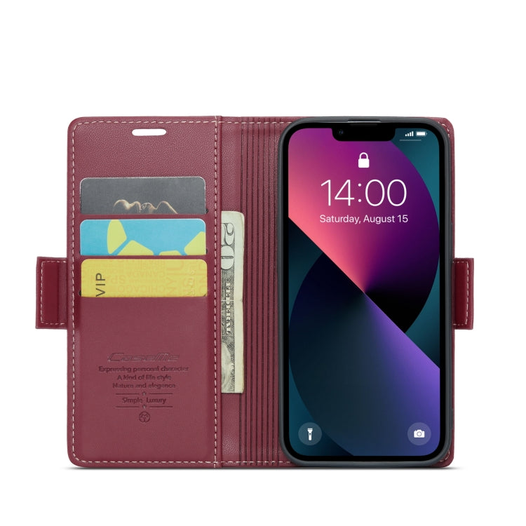 For iPhone 13 CaseMe 023 Butterfly Buckle Litchi Texture RFID Anti-theft Leather Phone Case(Wine Red) - iPhone 13 Cases by CaseMe | Online Shopping UK | buy2fix