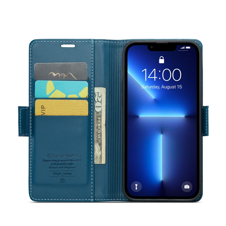 For iPhone 13 Pro Max CaseMe 023 Butterfly Buckle Litchi Texture RFID Anti-theft Leather Phone Case(Blue) - iPhone 13 Pro Max Cases by CaseMe | Online Shopping UK | buy2fix