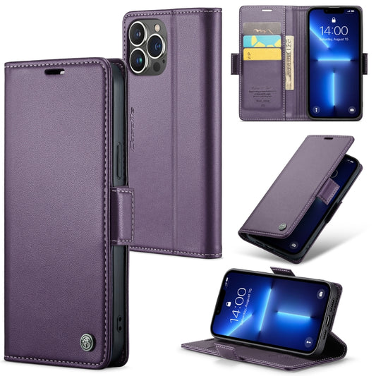 For iPhone 13 Pro Max CaseMe 023 Butterfly Buckle Litchi Texture RFID Anti-theft Leather Phone Case(Pearly Purple) - iPhone 13 Pro Max Cases by CaseMe | Online Shopping UK | buy2fix