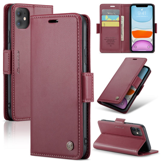 For iPhone 11 CaseMe 023 Butterfly Buckle Litchi Texture RFID Anti-theft Leather Phone Case(Wine Red) - iPhone 11 Cases by CaseMe | Online Shopping UK | buy2fix