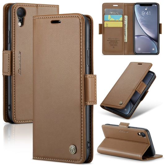 For iPhone XR CaseMe 023 Butterfly Buckle Litchi Texture RFID Anti-theft Leather Phone Case(Brown) - More iPhone Cases by CaseMe | Online Shopping UK | buy2fix