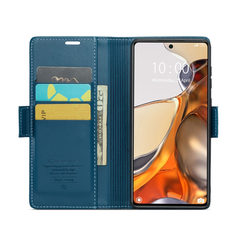 For Xiaomi 11T / 11T Pro CaseMe 023 Butterfly Buckle Litchi Texture RFID Anti-theft Leather Phone Case(Blue) - Xiaomi Cases by CaseMe | Online Shopping UK | buy2fix