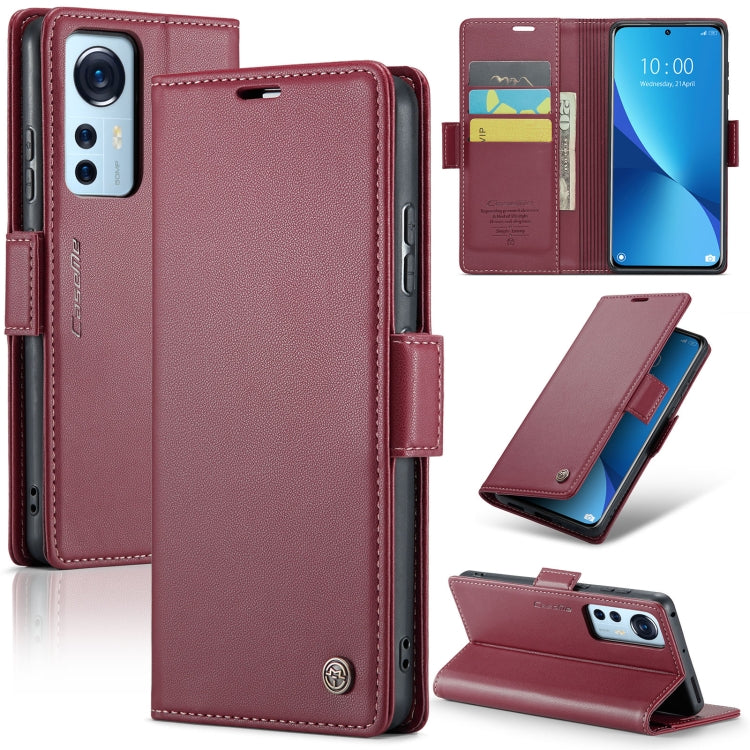 For Xiaomi 12 / 12X / 12S CaseMe 023 Butterfly Buckle Litchi Texture RFID Anti-theft Leather Phone Case(Wine Red) - 12 Cases by CaseMe | Online Shopping UK | buy2fix