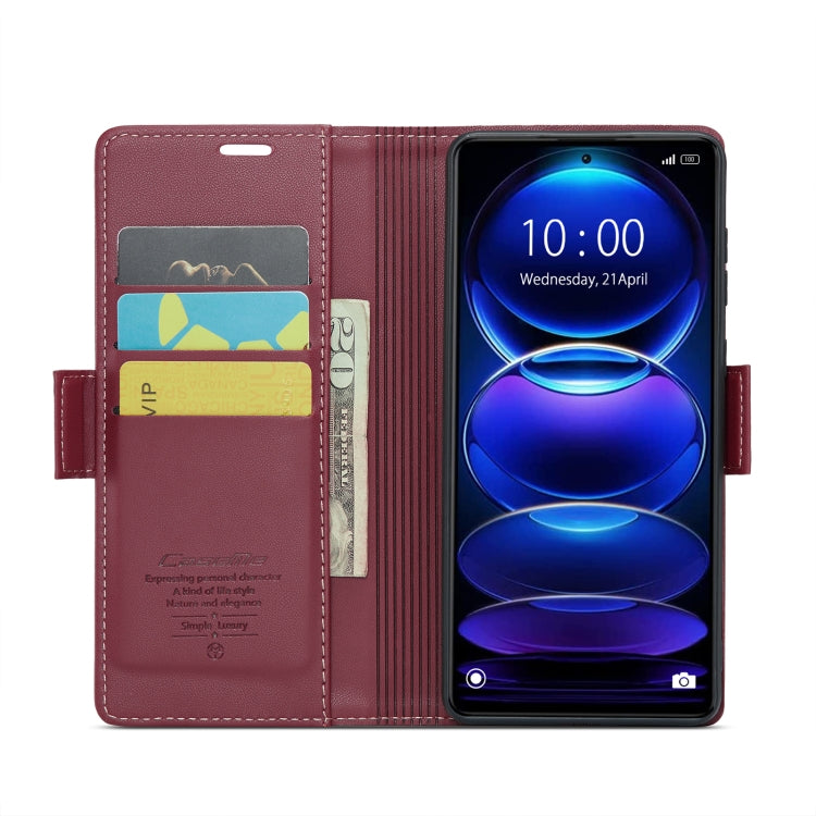 CaseMe 023 Butterfly Buckle Litchi Texture RFID Anti-theft Leather Phone Case For Xiaomi Poco X5 Pro 5G/Redmi Note 12 Pro 5G Global(Wine Red) - Xiaomi Cases by CaseMe | Online Shopping UK | buy2fix