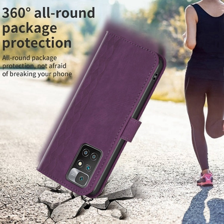 For Xiaomi Redmi 10 2022 Plaid Embossed Leather Phone Case(Purple) - Xiaomi Cases by buy2fix | Online Shopping UK | buy2fix