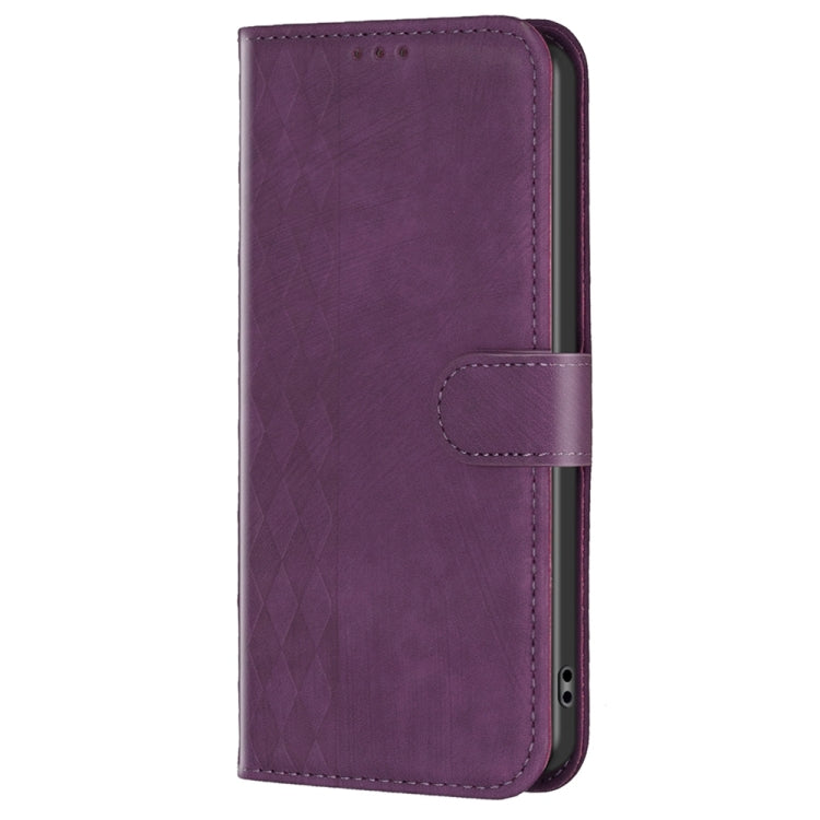 For Xiaomi Redmi Note 9 Pro Plaid Embossed Leather Phone Case(Purple) - Xiaomi Cases by buy2fix | Online Shopping UK | buy2fix