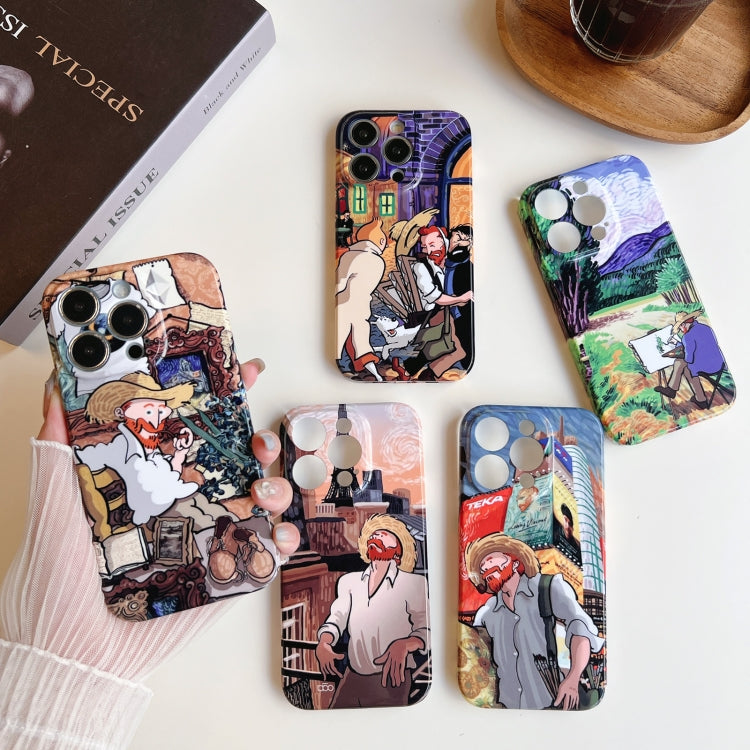 For iPhone 13 Precise Hole Oil Painting Pattern PC Phone Case(Edifice) - iPhone 13 Cases by buy2fix | Online Shopping UK | buy2fix