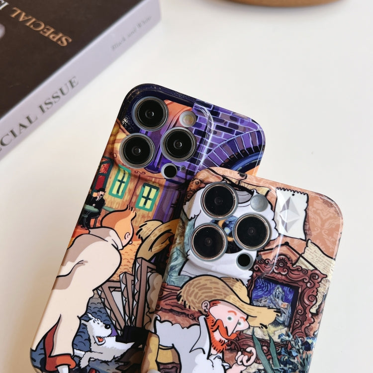 For iPhone 14 Pro Max Precise Hole Oil Painting Pattern PC Phone Case(Puppy) - iPhone 14 Pro Max Cases by buy2fix | Online Shopping UK | buy2fix