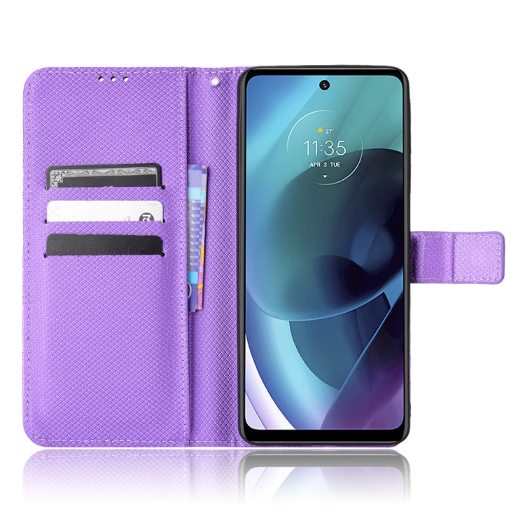For Motorola Moto G52J 5G Diamond Texture Leather Phone Case(Purple) - Motorola Cases by buy2fix | Online Shopping UK | buy2fix