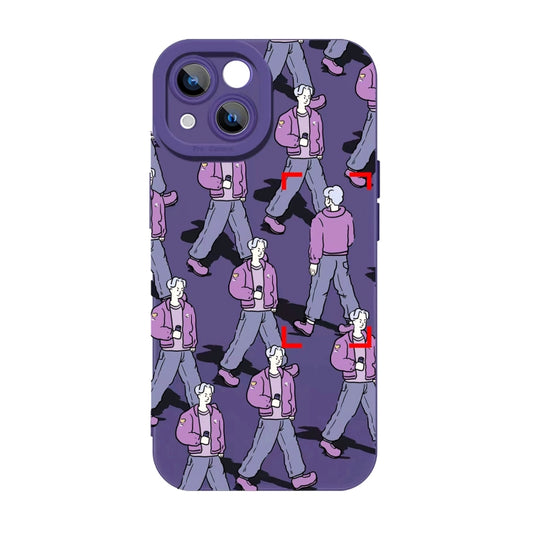 For iPhone X / XS Liquid Silicone Pedestrians Pattern Phone Case(Purple) - More iPhone Cases by buy2fix | Online Shopping UK | buy2fix