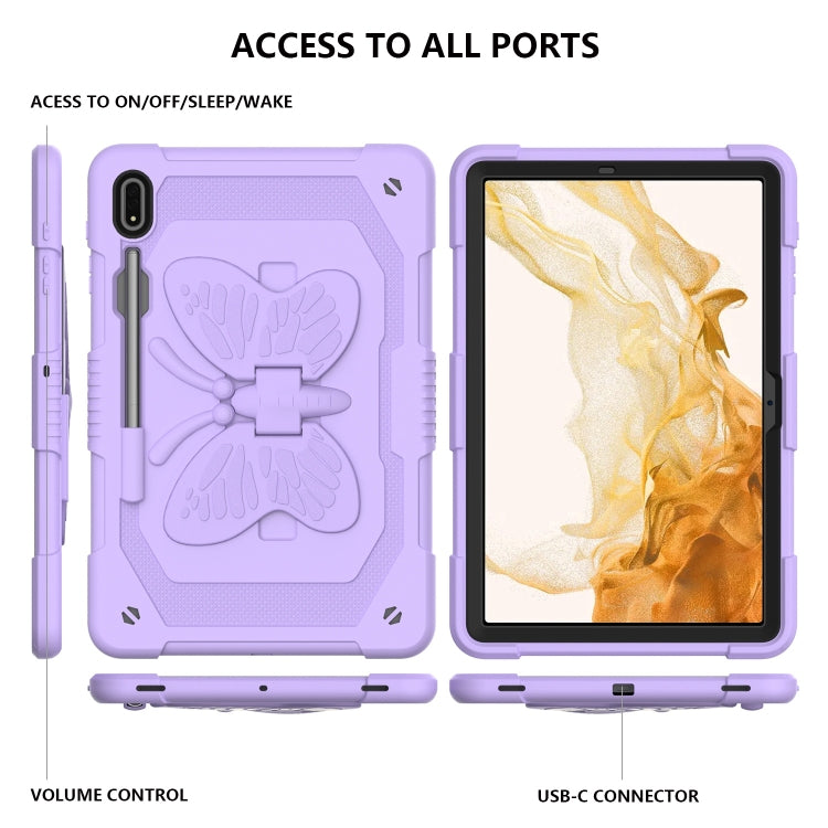 For Samsung Galaxy Tab S8+ / S7+ Butterfly Kickstand Heavy Duty Hard Rugged Tablet Case(Raro Purple) - Galaxy Tab S8+ Cases by buy2fix | Online Shopping UK | buy2fix